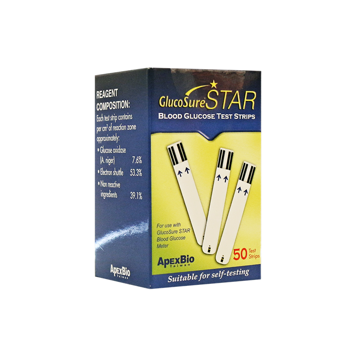 نوار تست قند خون گلوکوشور استار اپکس بیو 50 عددی GLUCOSURE STAR TEST STRIP